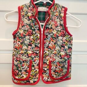 Girls Sal & Pimenta Floral Quilted Vest with Red Trim